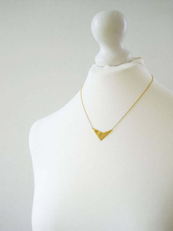 24ct gold vermeil geometric hole-patterned pendant on fine gold-filled chain - Image 5