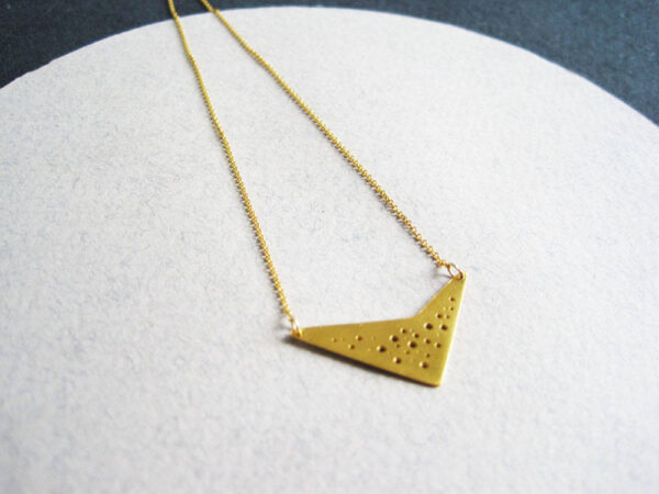 24ct gold vermeil geometric hole-patterned pendant on fine gold-filled chain